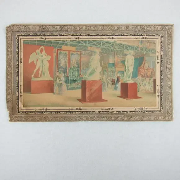 Antique George Baxter Print Great Exhibition 1851 Interior French Department